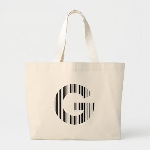 Grand Tote Bag CODE À BARRES DE LA LETTRE G Premier motif de code