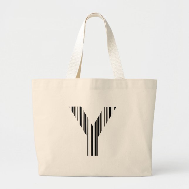 Grand Tote Bag CODE À BARRES DE LA LETTRE Y Premier motif de code (Devant)
