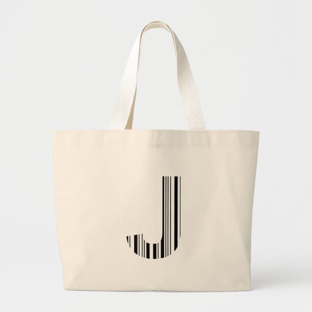 Grand Tote Bag Code-barres LETTRE J Première initiale Modèle de c (Devant)