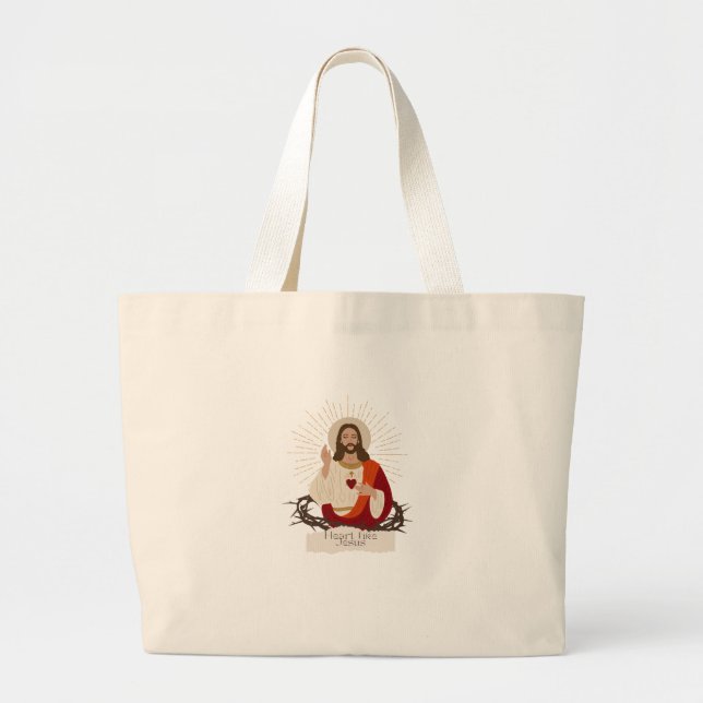 Grand Tote Bag Cœur comme Jésus  (Devant)
