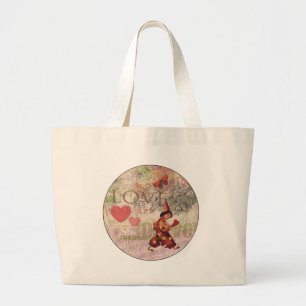 Grand Tote Bag Cœur d'amour Chérubin de la Saint-Valentin
