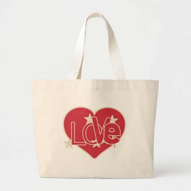 Grand Tote Bag Coeur d'amour et étoiles (Devant)