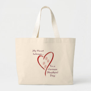Grand Tote Bag Coeur de chien berger allemand Appartient