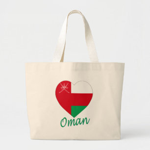 Grand Tote Bag Coeur de drapeau de l'Oman