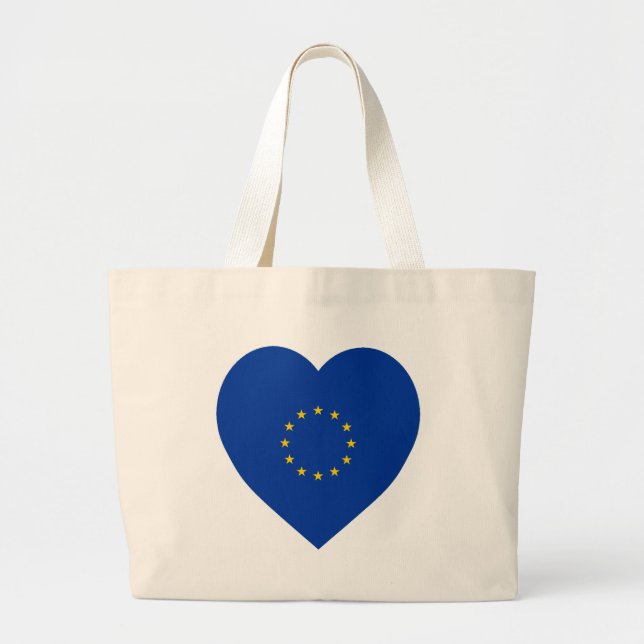 Grand Tote Bag Coeur de drapeau d'Union européenne (Devant)