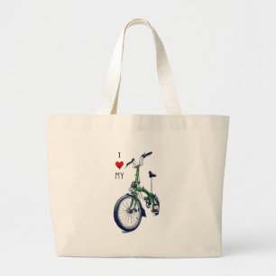 Grand Tote Bag Coeur I mon Brompton (vert)