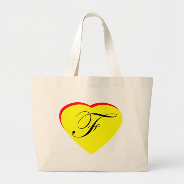 Grand Tote Bag Coeur Jaune Rouge F Faire-part de mariage Le MUSÉE (Devant)