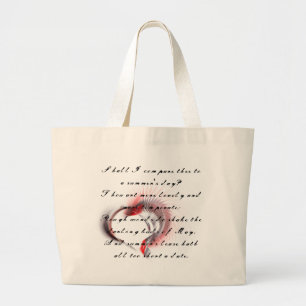 Grand Tote Bag Coeur métallique avec sonnet de Shakespeare 18