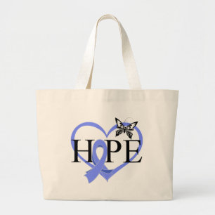 Grand Tote Bag Coeur oesophagien Décor de papillon d'espoir de