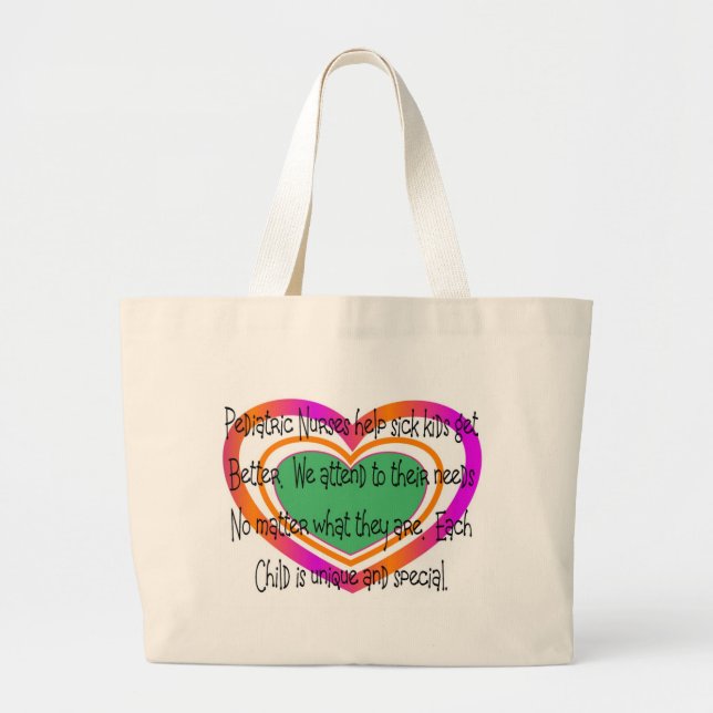 Grand Tote Bag coeur pédiatrique de poème d'infirmière (Devant)