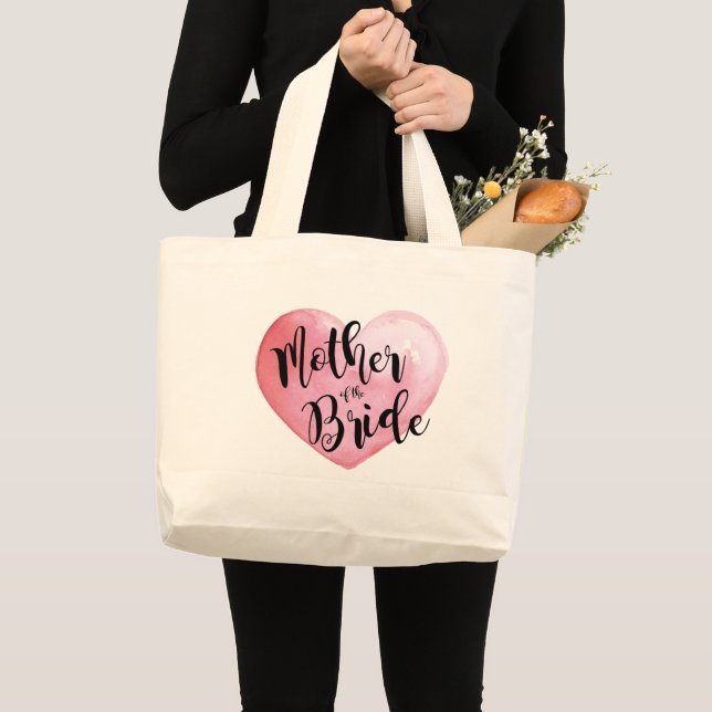 Grand Tote Bag Cœur rose aquarelle mère de la mariée (Devant (produit))