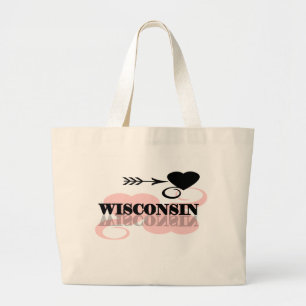 Grand Tote Bag Coeur rose le Wisconsin