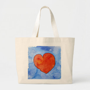 Grand Tote Bag Coeur rouge sur le bleu 2011