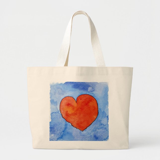 Grand Tote Bag Coeur rouge sur le bleu 2011 (Devant)