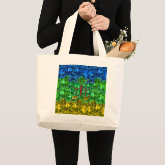Grand Tote Bag Coeurs et papillon sur l'arrière - plan du drapeau