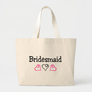 Grand Tote Bag Coeurs noirs roses de demoiselle d'honneur