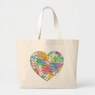 Grand Tote Bag Coeurs Pastel Confetti