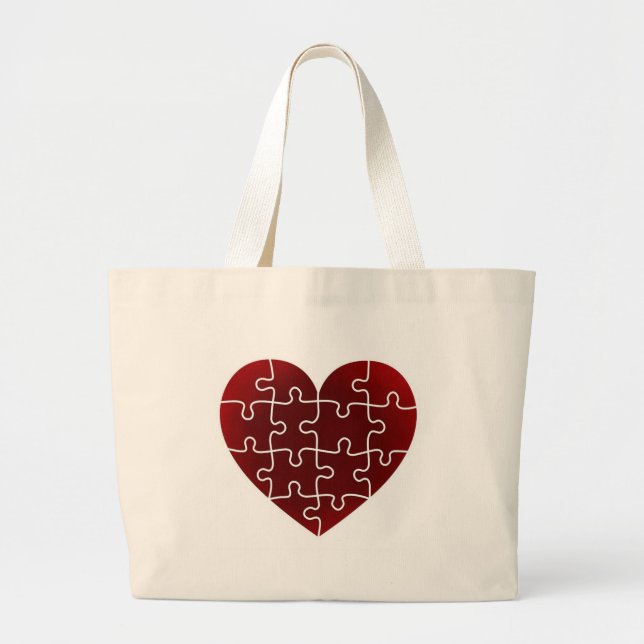 Grand Tote Bag Coeurs perplexes (Devant)