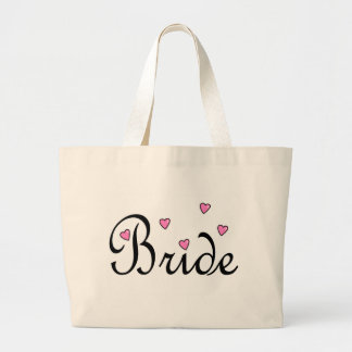 Grand Tote Bag Coeurs roses de jeune mariée