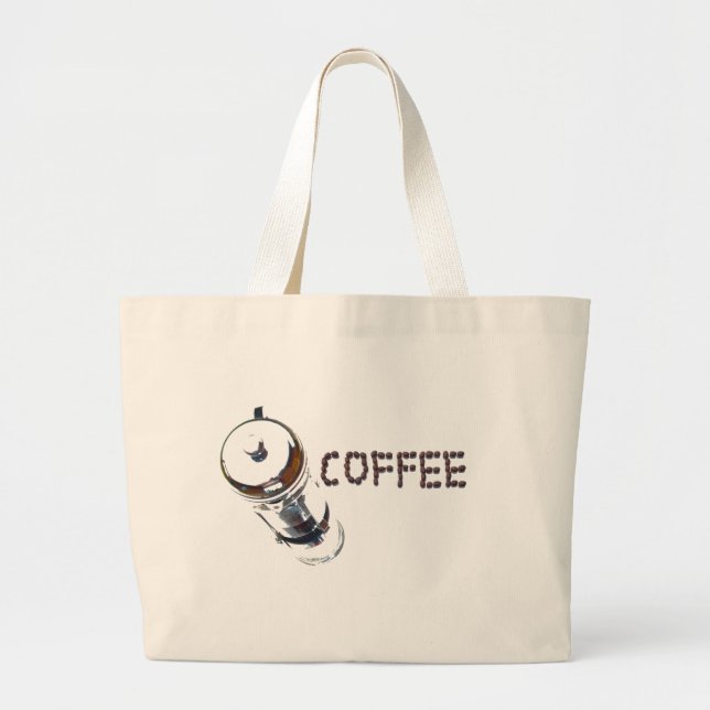 Grand Tote Bag Coffee MagicEnjoy, 'première chose le matin', ' (Devant)
