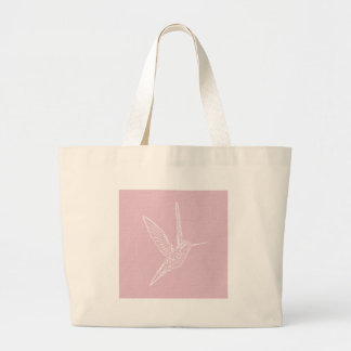 Grand Tote Bag Colibri blanc rose