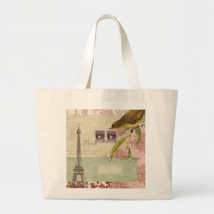 Grand Tote Bag Collage parisien pour la personnalisation