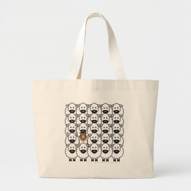 Grand Tote Bag Colley rugueux chez les moutons (Devant)