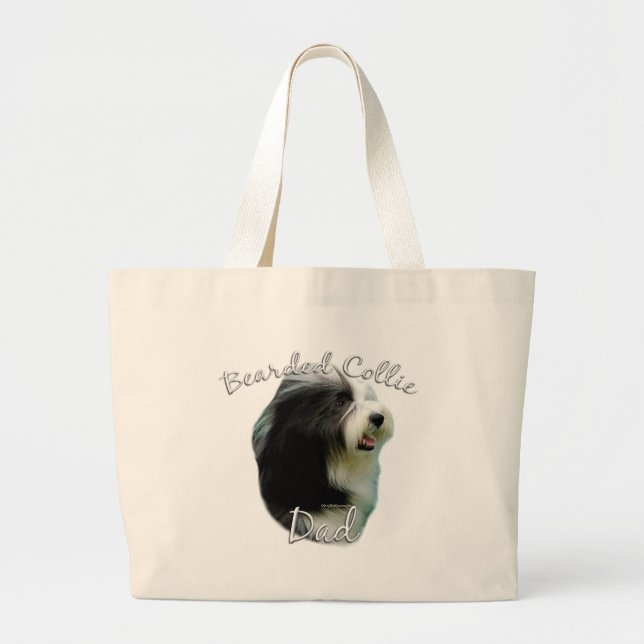 Grand Tote Bag Collie barrée papa 2 (Devant)