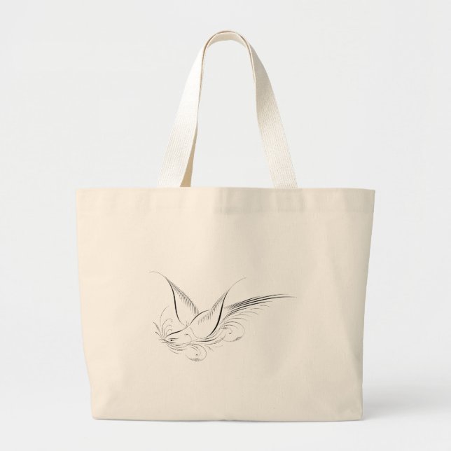 Grand Tote Bag Colombe calligraphique victorienne (Devant)