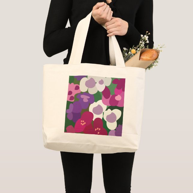 Grand Tote Bag Colorful Spiderwort Flowers Floral (Devant (produit))