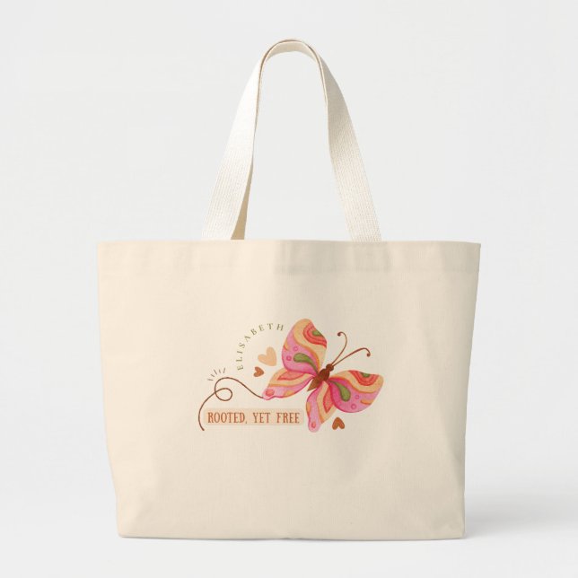 Grand Tote Bag Colorful Watercolor butterfly motivational boho  (Devant)
