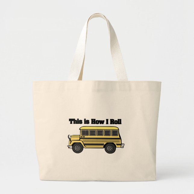 Grand Tote Bag Comment je roule (autobus scolaire) (Devant)