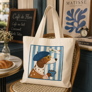 Grand Tote Bag Compagnie de café Retriever doré vintage Rétro