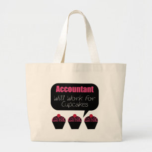 Grand Tote Bag Comptable, Travaillera Pour Les Cupcakes