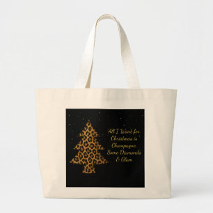 Grand Tote Bag Conception d'arbre de léopard de vacances chic