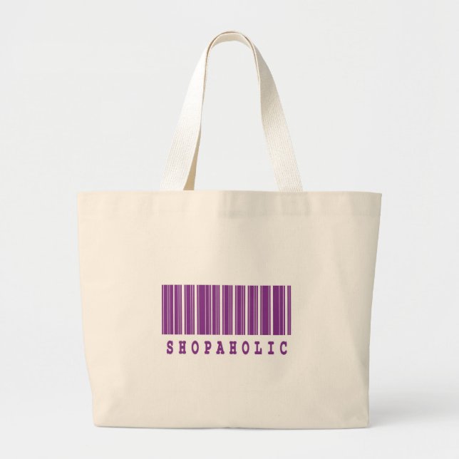 Grand Tote Bag conception de code-barres shopaholic (Devant)