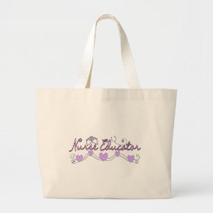 Grand Tote Bag Conception de coeurs de rose d'éducatrice