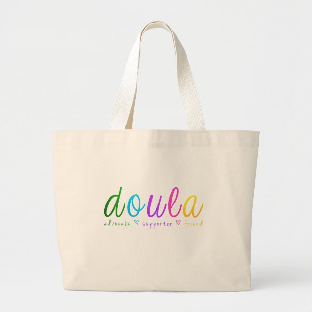 Grand Tote Bag Conception de Doula d'arc-en-ciel (Devant)