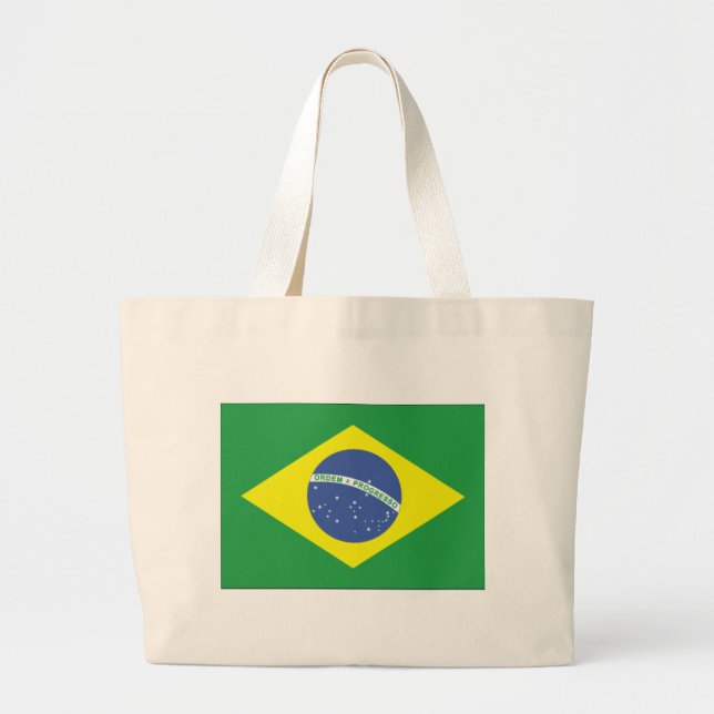 Grand Tote Bag Conception de drapeau du Brésil (Devant)