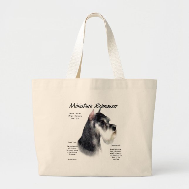 Grand Tote Bag Conception de l'historique des schnauzeurs miniatu (Devant)