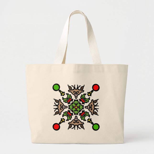 Grand Tote Bag Conception de Mandala de Renne (Devant)