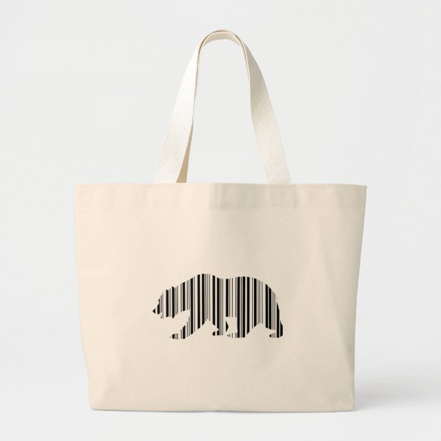 Grand Tote Bag Conception de motif de code-barres de l'OURS DORÉ  (Devant)