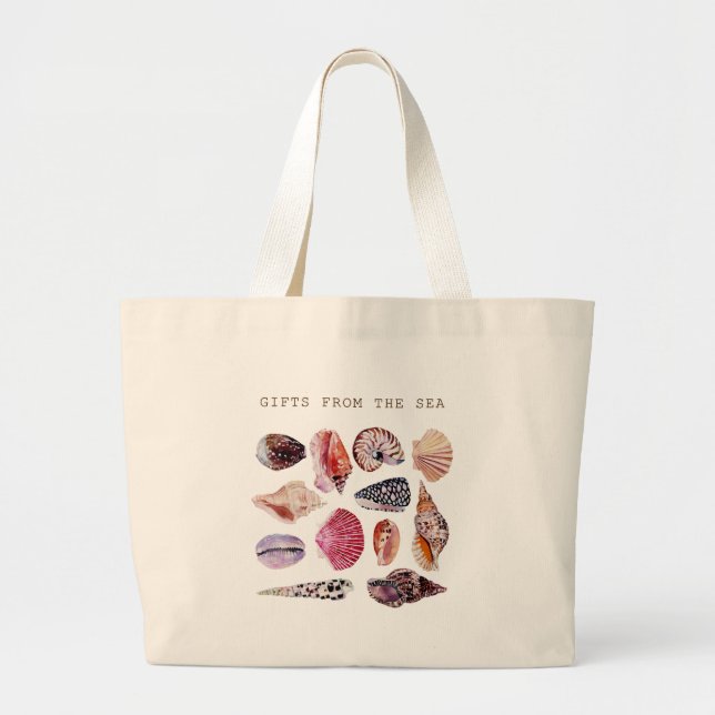 Grand Tote Bag Conception de motif de coquille de plage douce (Devant)