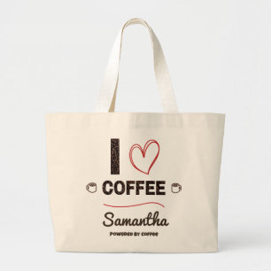 Grand Tote Bag Conception de nom personnalisé pour amateur de caf