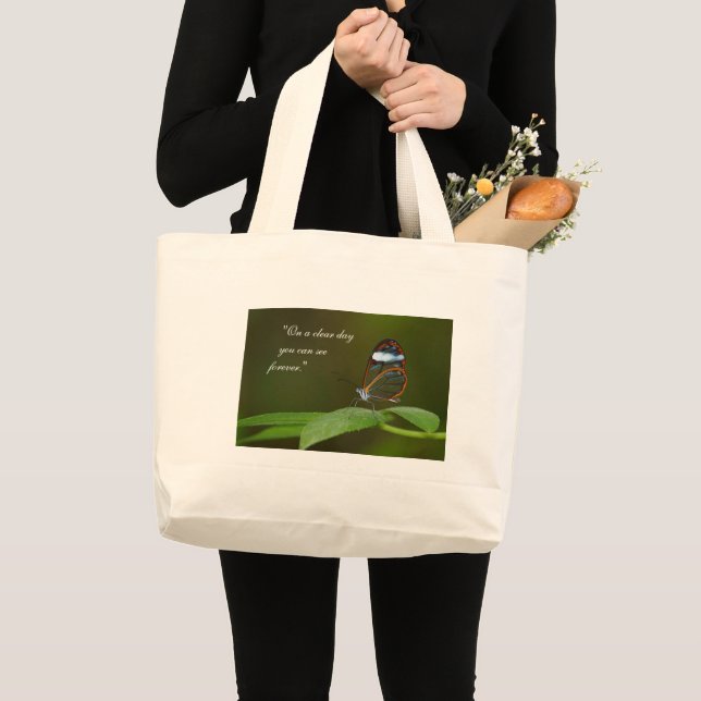 Grand Tote Bag Conception de papillon de Glasswing "temps clair" (Devant (produit))