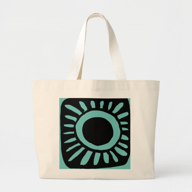 Grand Tote Bag Conception de pop en bleu vert (Devant)