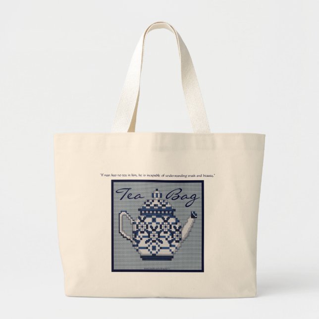 Grand Tote Bag Conception de pot de thé de style de point de (Devant)
