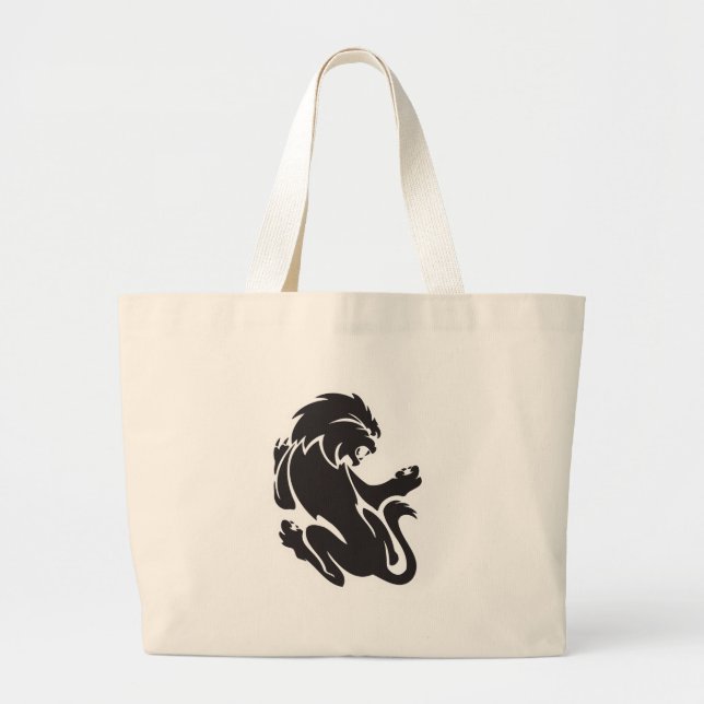 Grand Tote Bag Conception de tatouage de lion tribal (Devant)