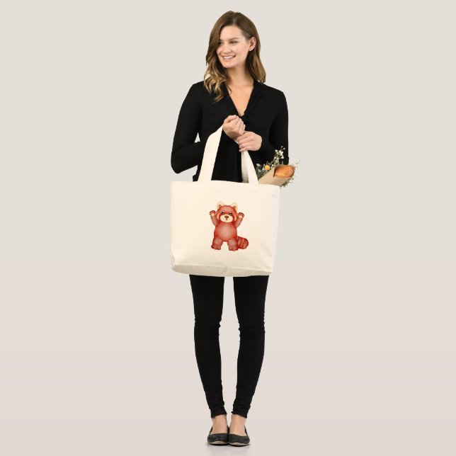 Grand Tote Bag Conception esthétique de caractère rouge mignon –  (Devant (modèle))