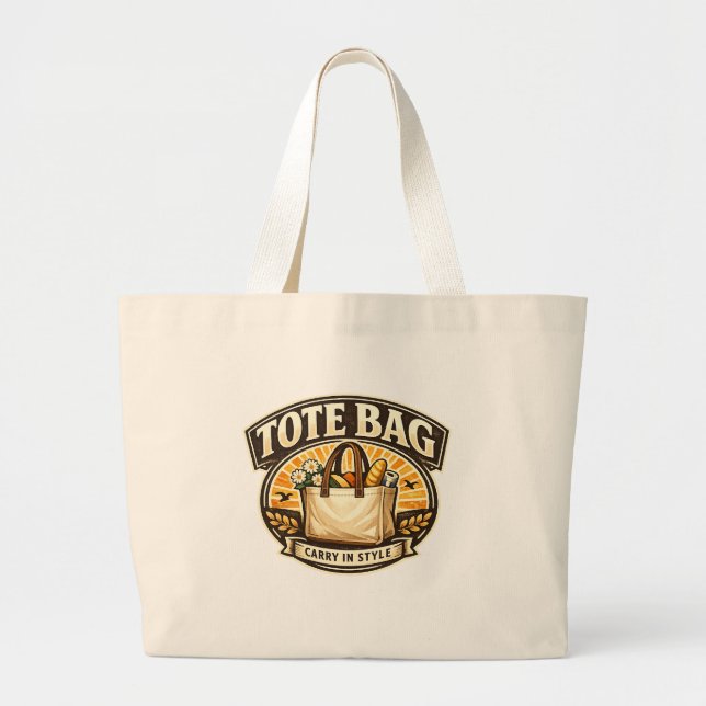 Grand Tote Bag Conception florale rétro (Devant)